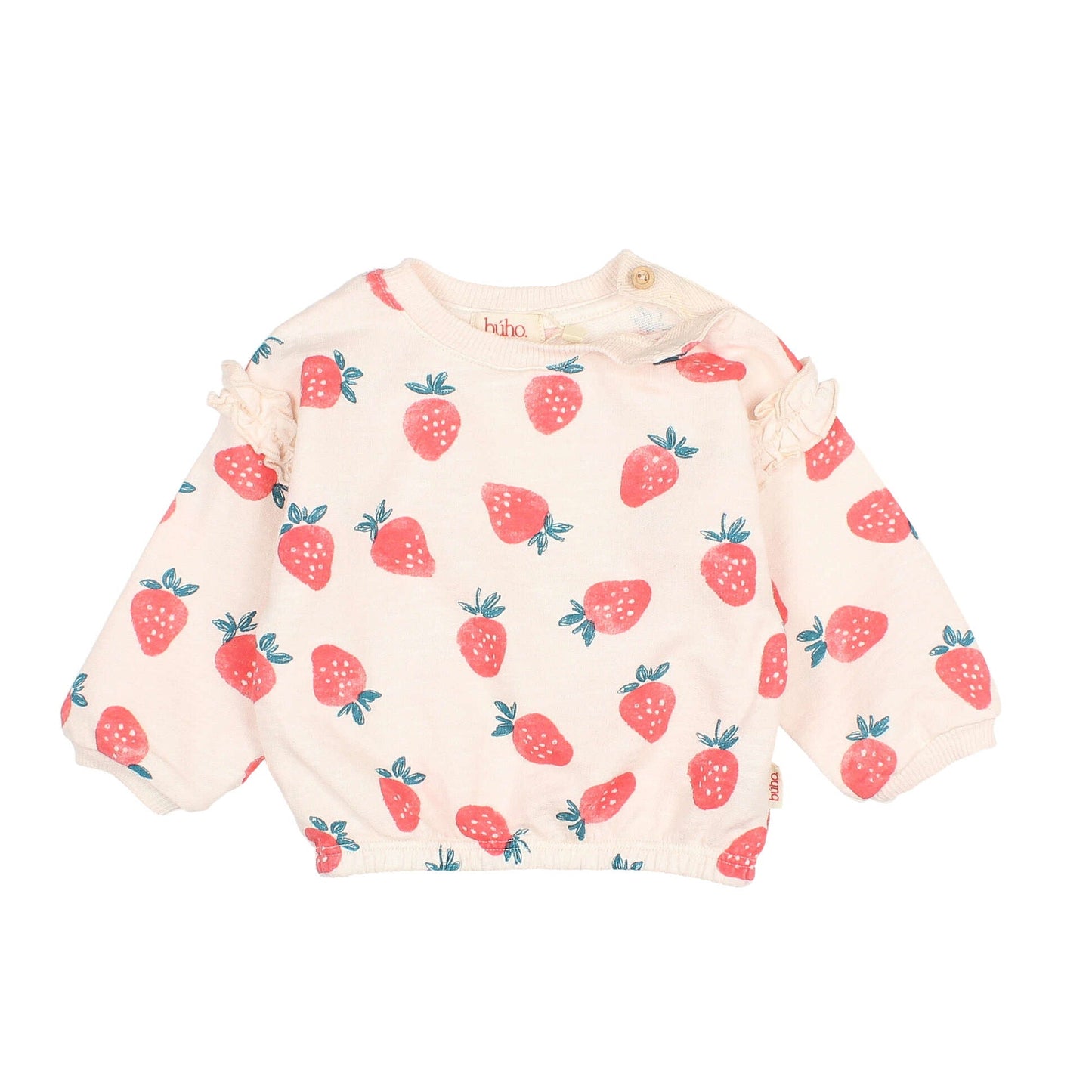 Sweatshirt with strawberries by Búho, size 3-24 months, color: cream pink
