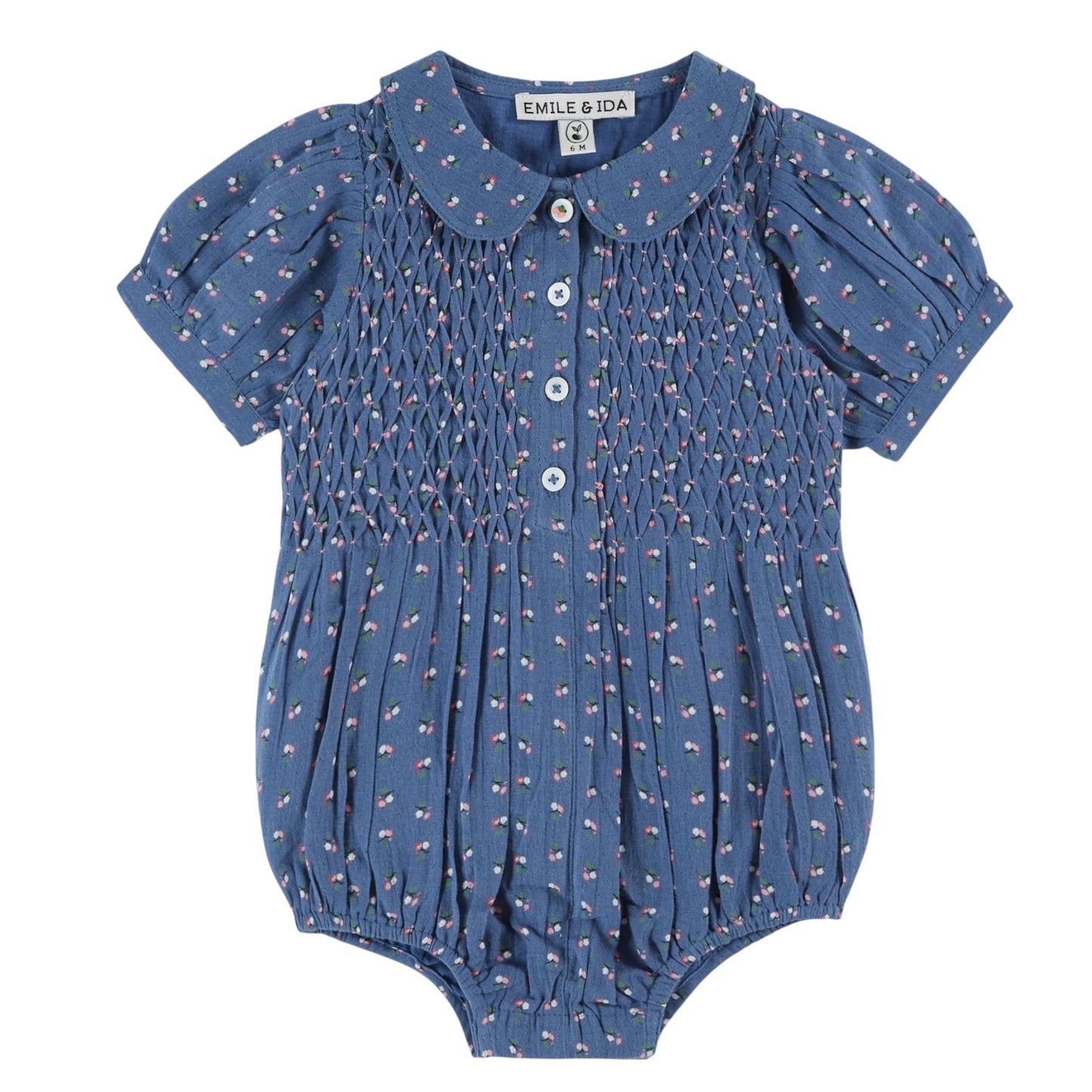 Gesmokter Romper von Emile et Ida, Gr. 3-24 Monate, Farbe: lizeron
