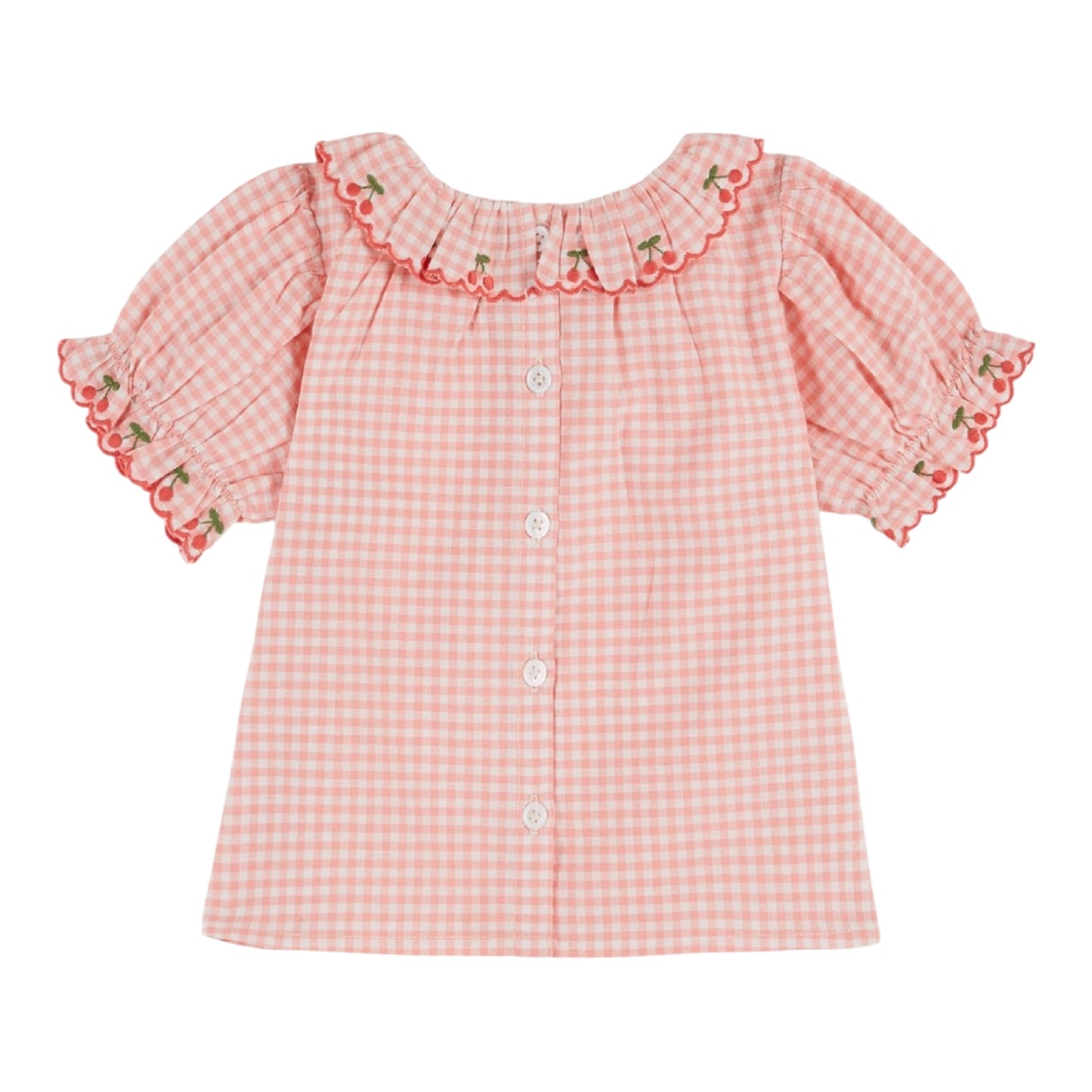 Karierte Bluse mit Stickerei von Emile et Ida, Gr. 6-24 Monate, Farbe: vivi