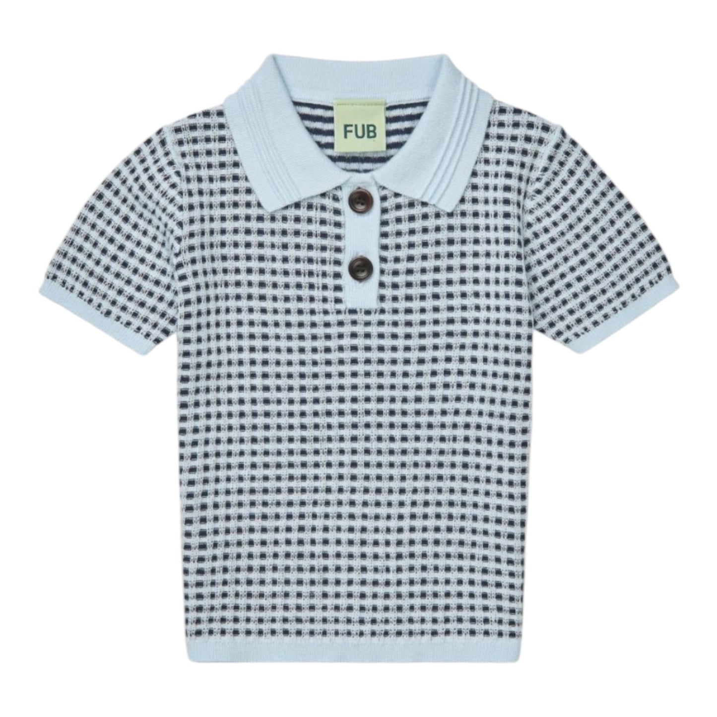Polo de punto Fub confeccionado en 100% algodón orgánico, tallas 62-92, color: azul claro/azul marino oscuro