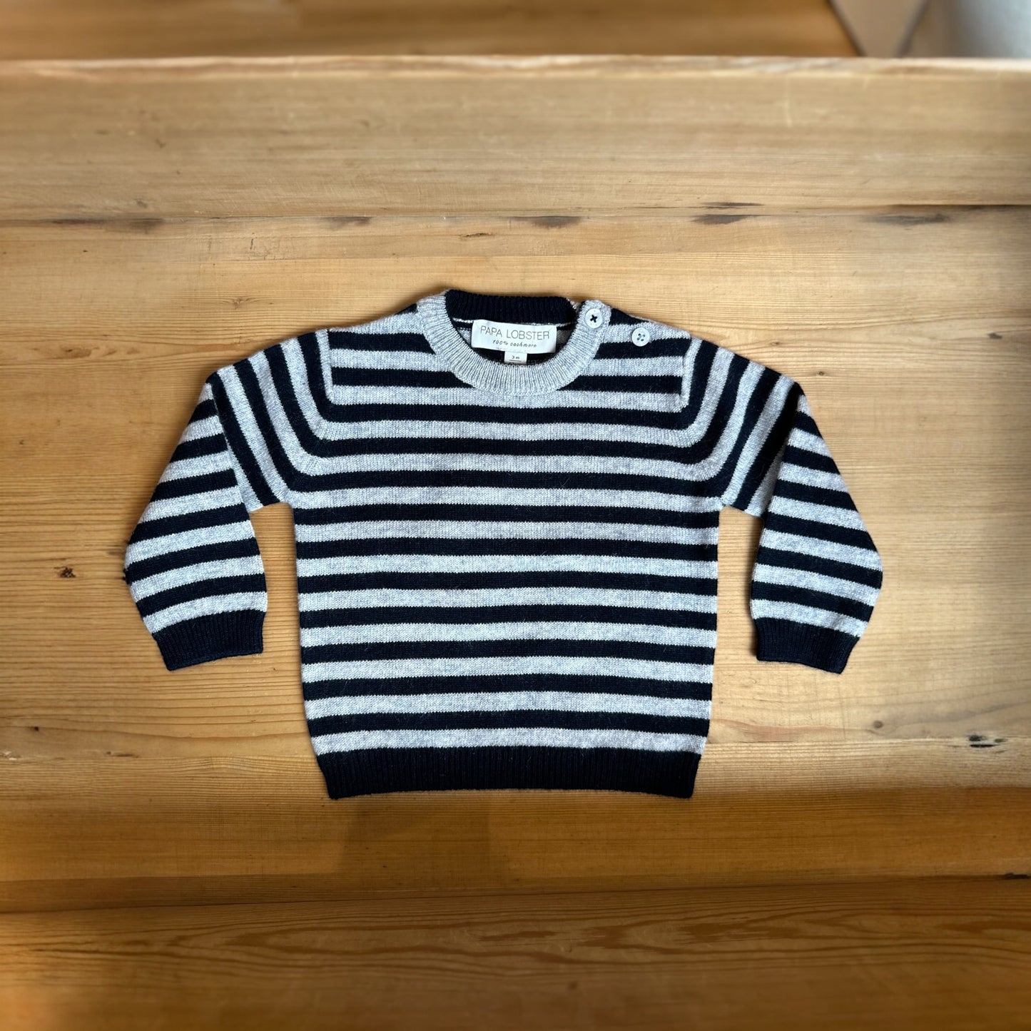 Cashmere sweater by Papa Lobster, 0-36 months, Color: navy / light grey melange