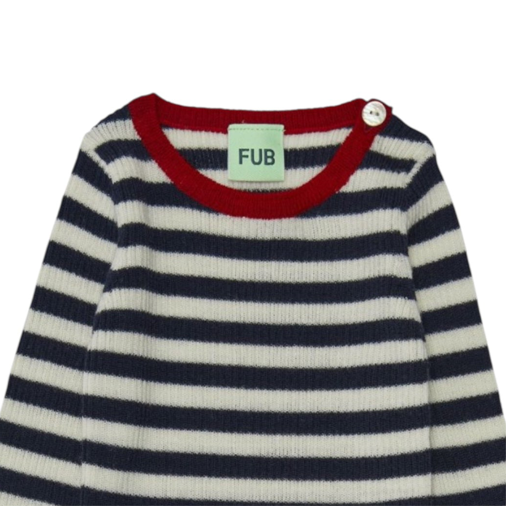 Ribbed merino wool shirt by Fub, sizes 56-92, color: ecru/red/dark navy