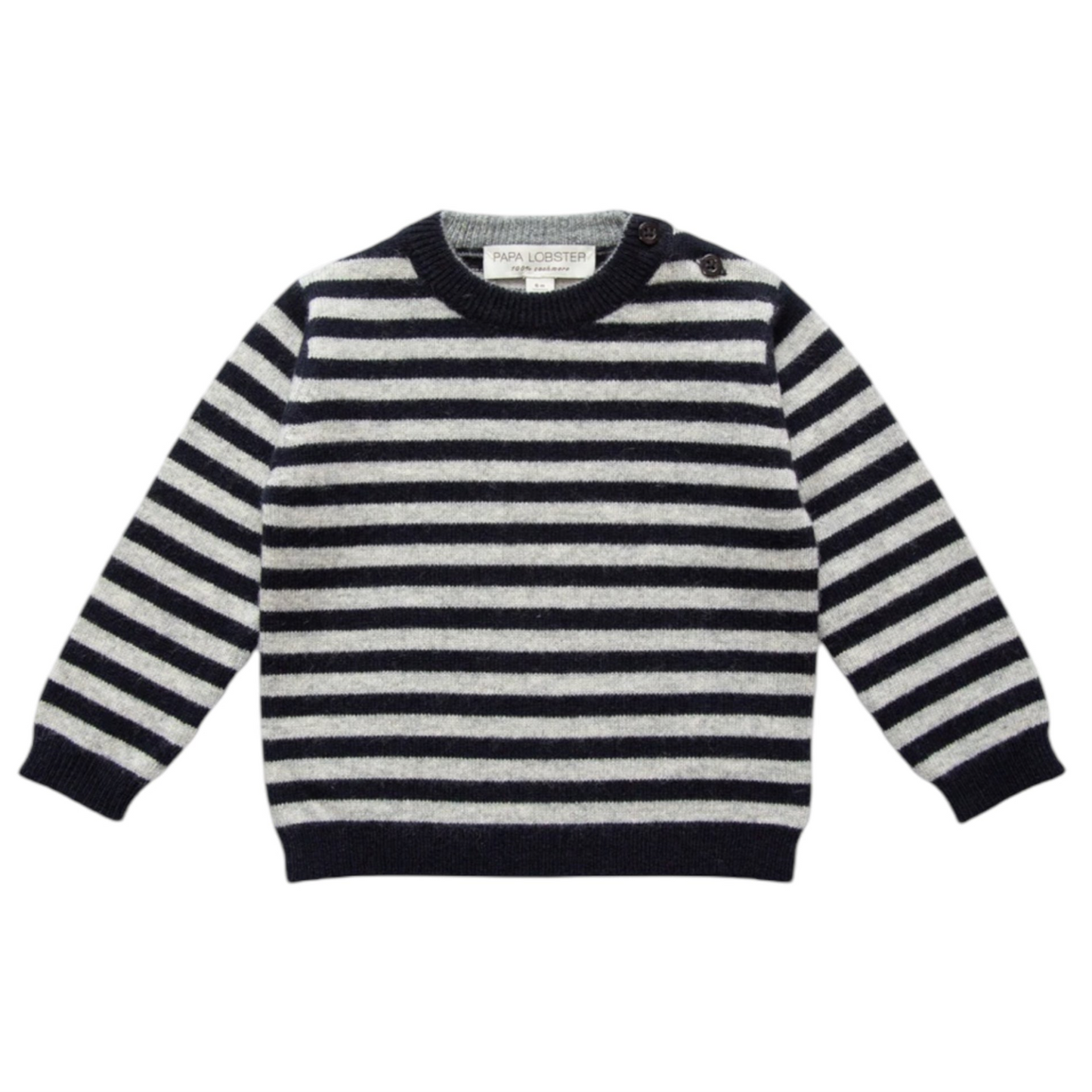 Cashmere sweater by Papa Lobster, 0-36 months, Color: navy / light grey melange