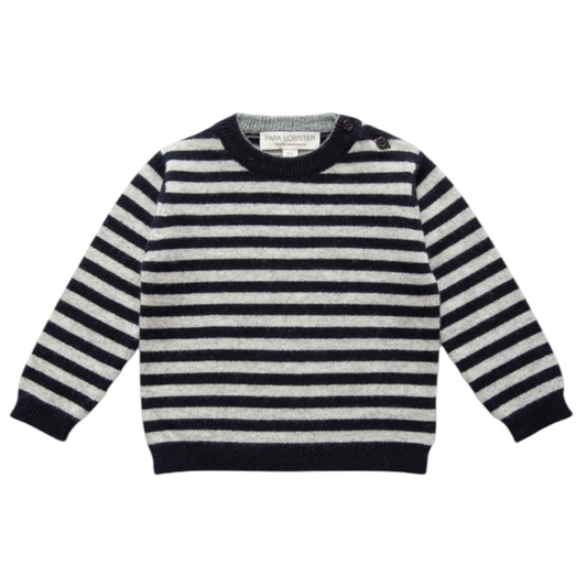 Pullover aus Kaschmir von Papa Lobster, 0-36 Monate, Farbe: navy / light grey melange