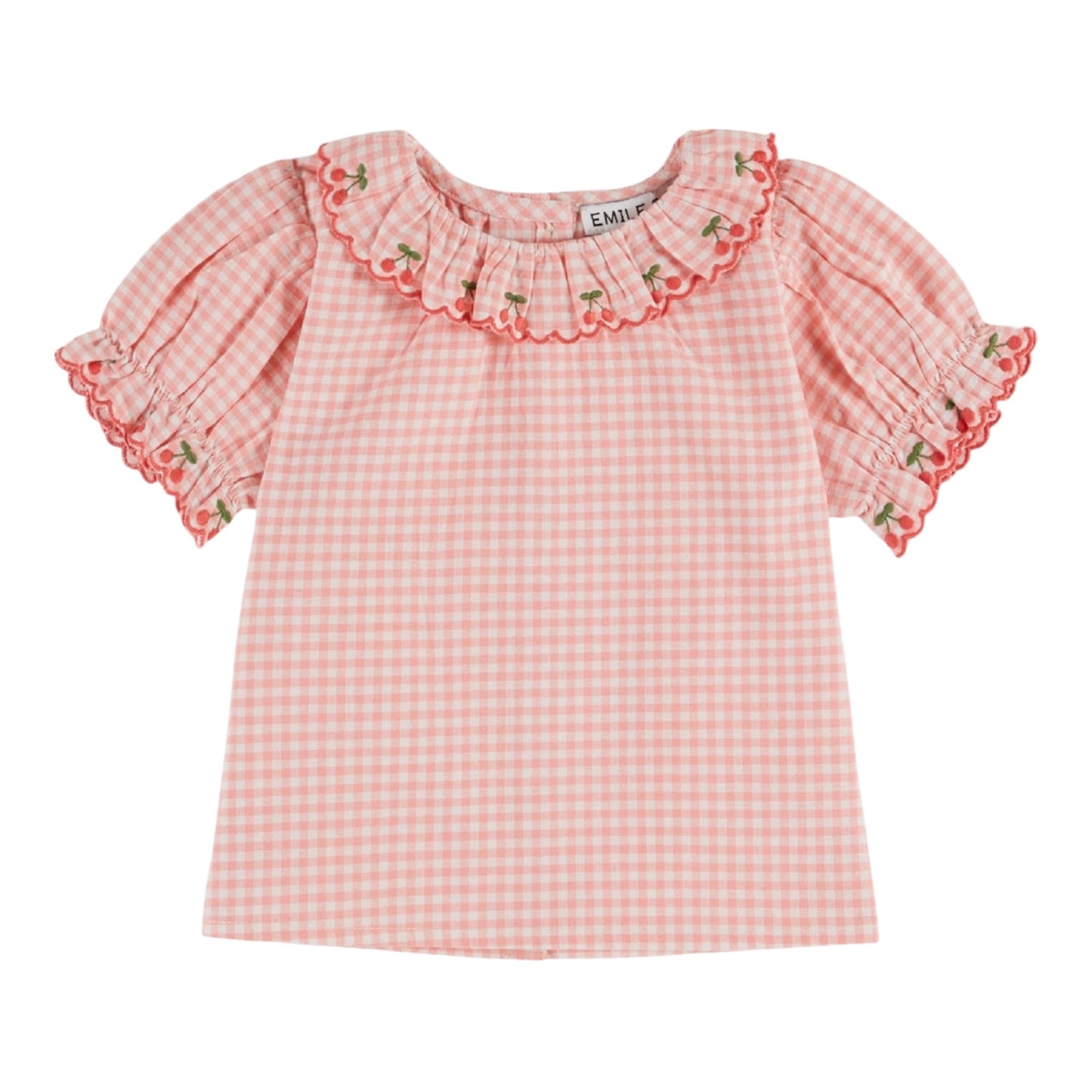 Karierte Bluse mit Stickerei von Emile et Ida, Gr. 6-24 Monate, Farbe: vivi