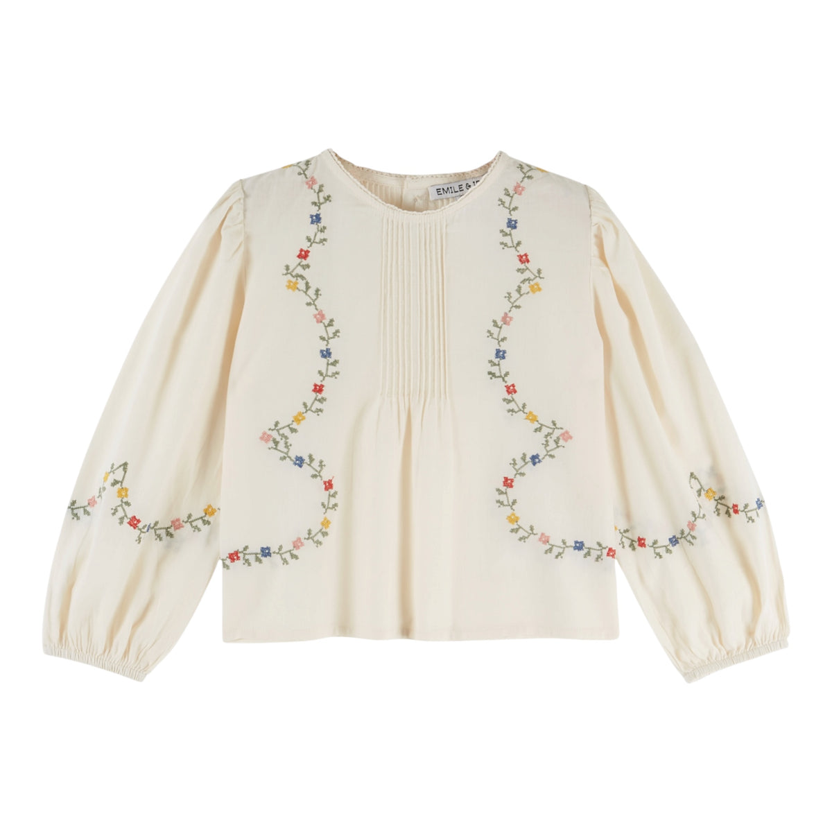Bestickte Bluse von Emile et Ida, 3-6 Jahre, Farbe: ecru