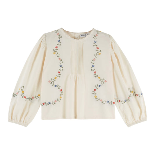 Bestickte Bluse von Emile et Ida, 3-6 Jahre, Farbe: ecru