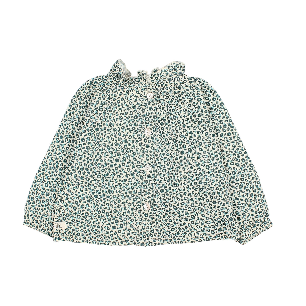 Animal print blouse by Búho, size 6-24 months, color: alpine green