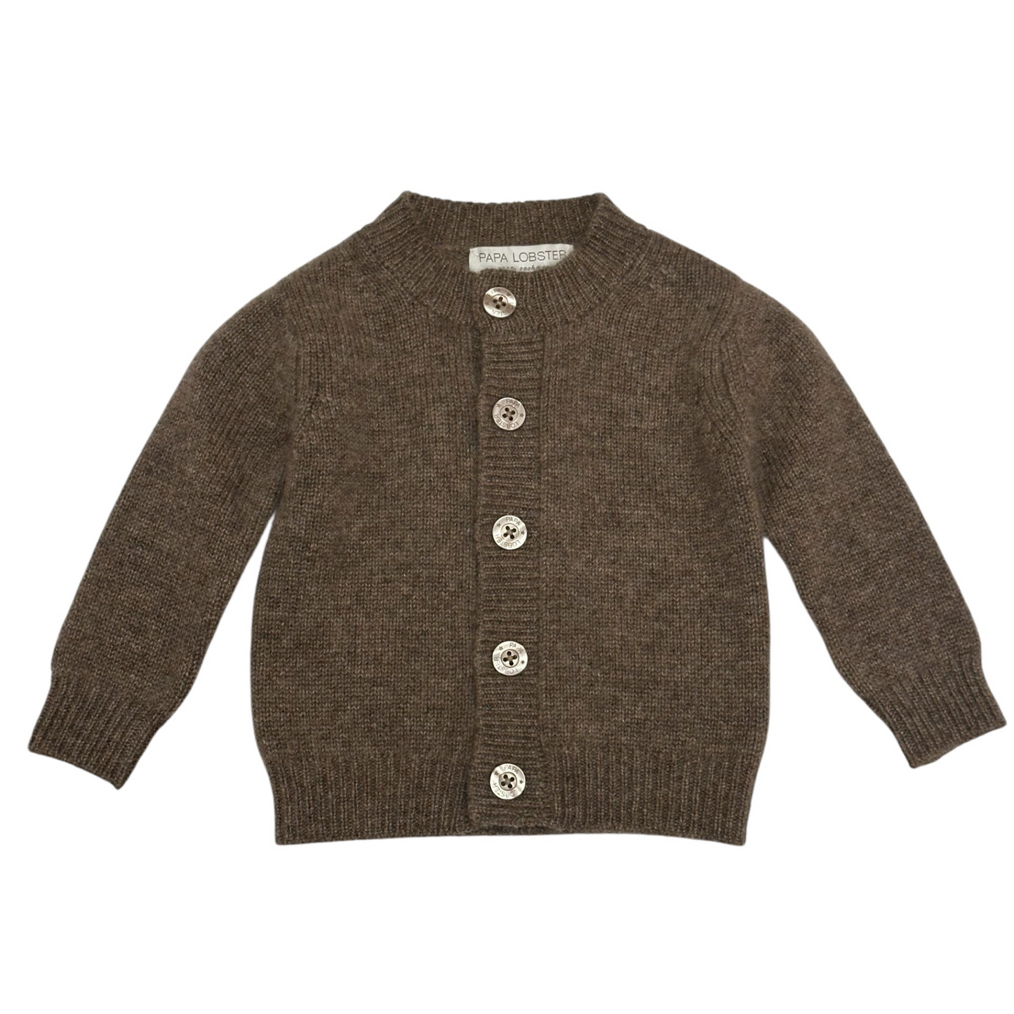 “Nicki” cardigan by Papa Lobster, 0-36 months, made of 100% cashmere, color: chocolate
