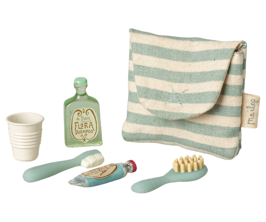 Zahnbürsten-Set in Tasche, Maus – Blau gestreift von Maileg