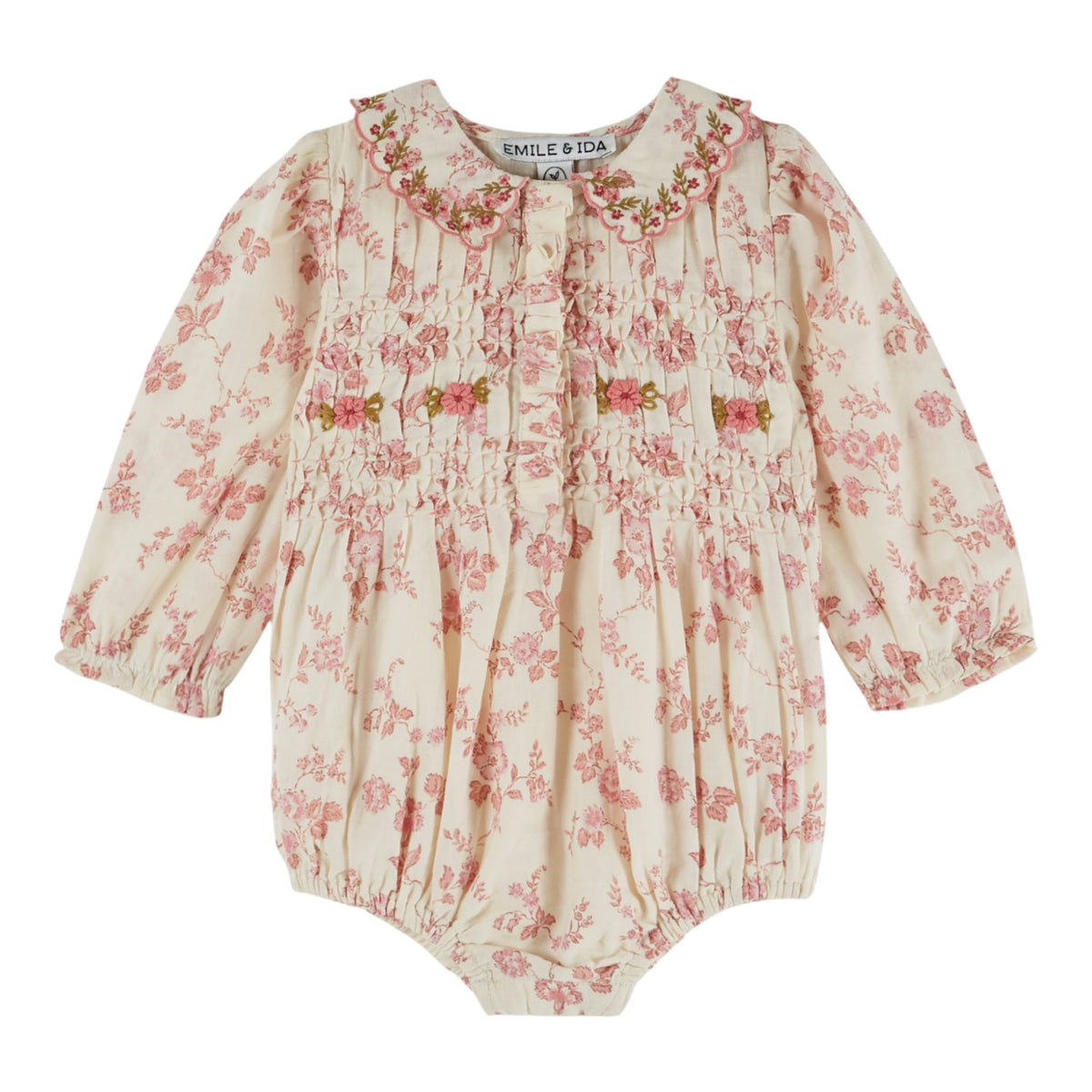 Gesmokter Romper von Emile et Ida, 3-18 Monate, Farbe: rosalie