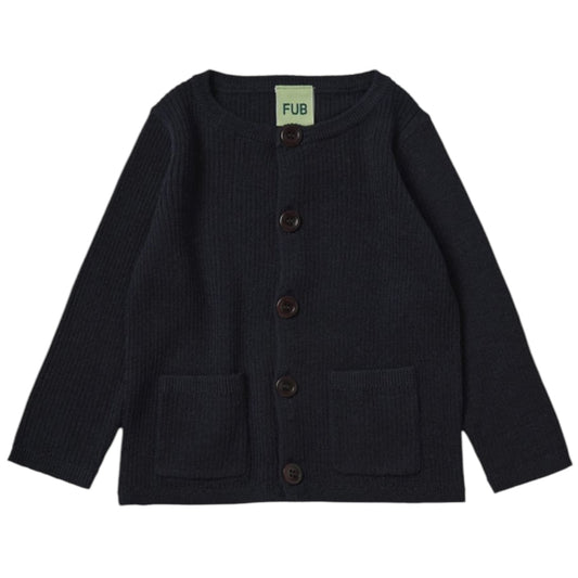Ripp-Strickjacke von Fub aus 100% Merinowolle, Gr. 62-92, Farbe: dark navy