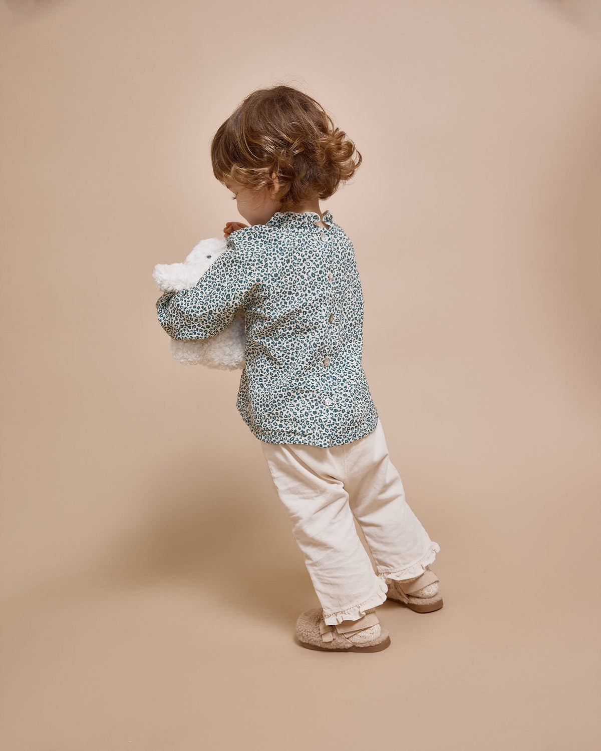 Animal print blouse by Búho, size 6-24 months, color: alpine green