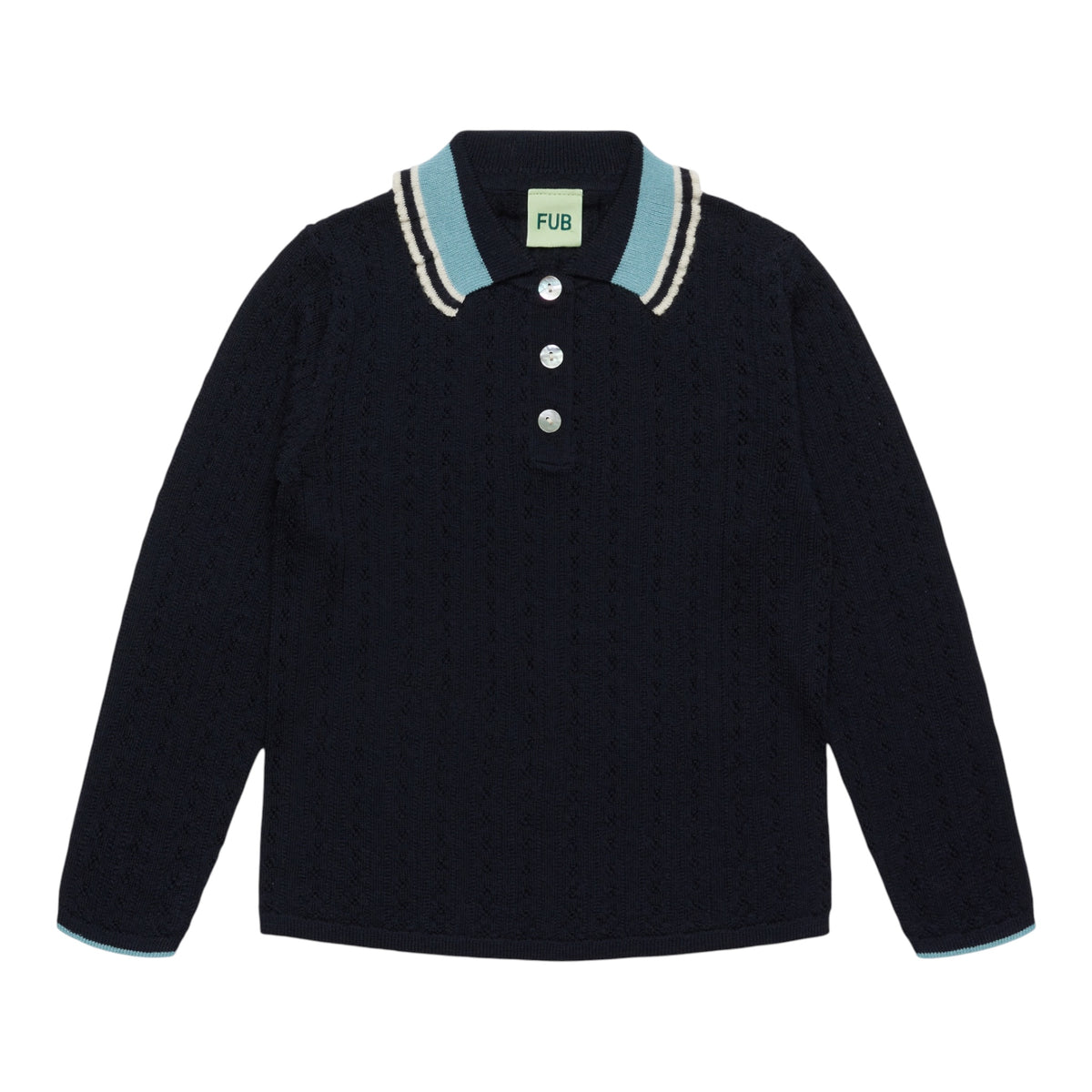 Pointelle Polo aus Merinowolle von Fub, 100-130, Farbe:  dark navy