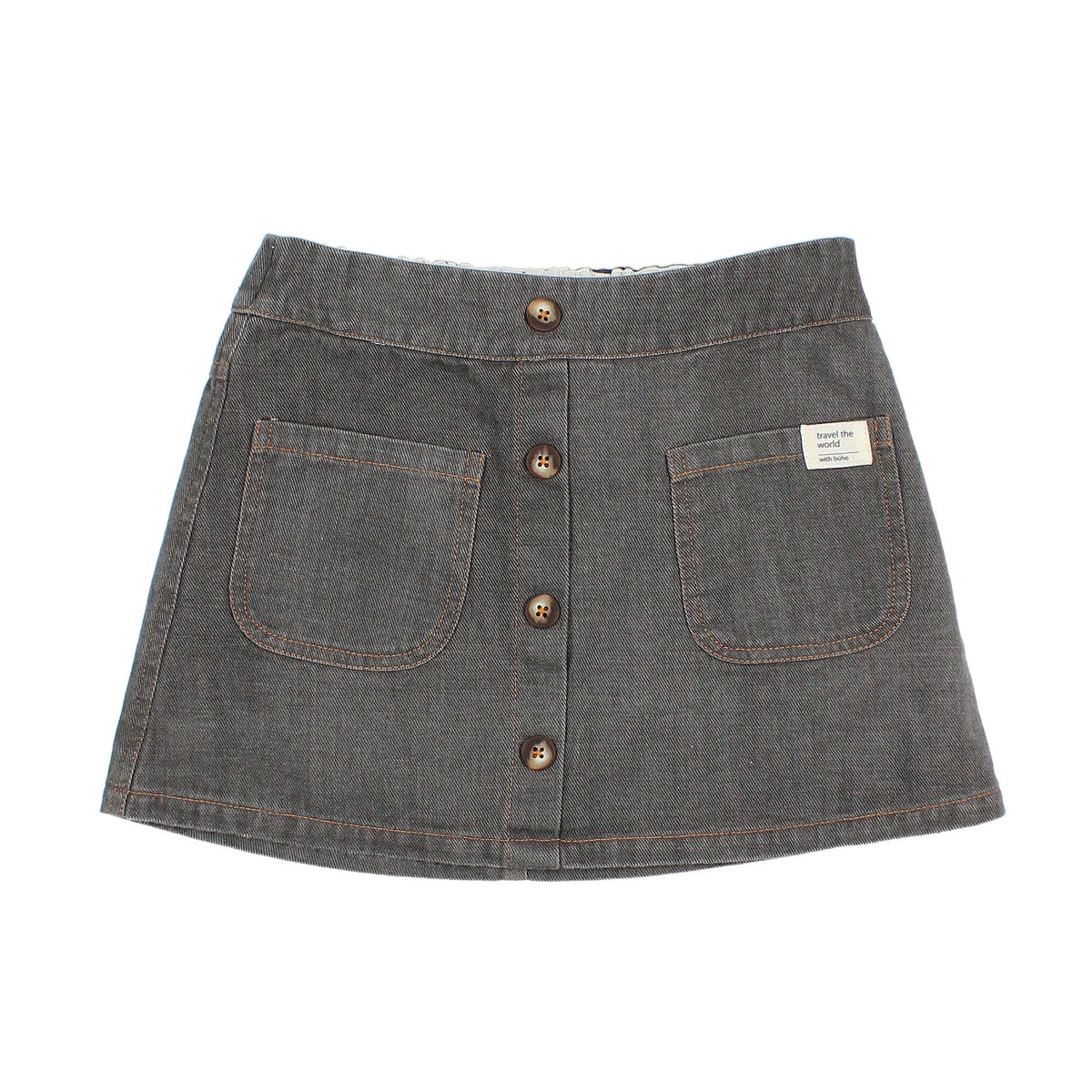 Falda vaquera de Búho, talla 3-12 años, color: gris vaquero
