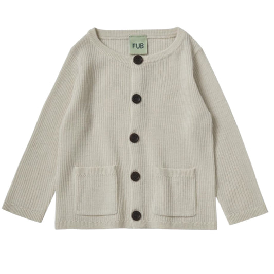 Ripp-Strickjacke von Fub aus 100% Merinowolle, Gr. 62-92, Farbe: ecru