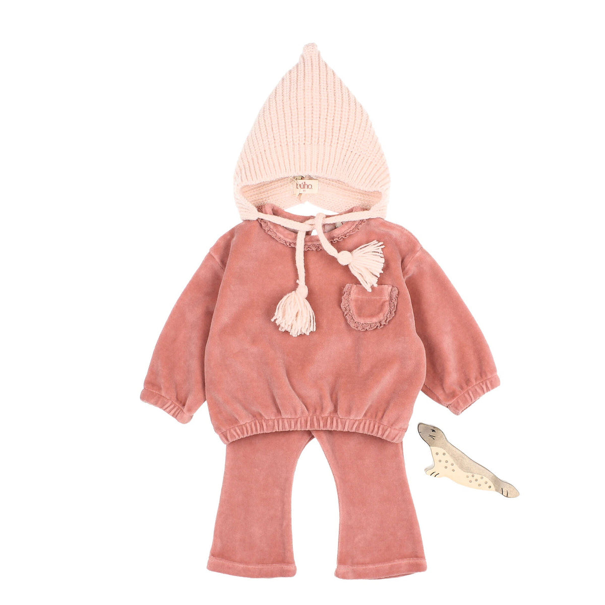Weiche Strickmütze von Búho, XS-S, Farbe: rose