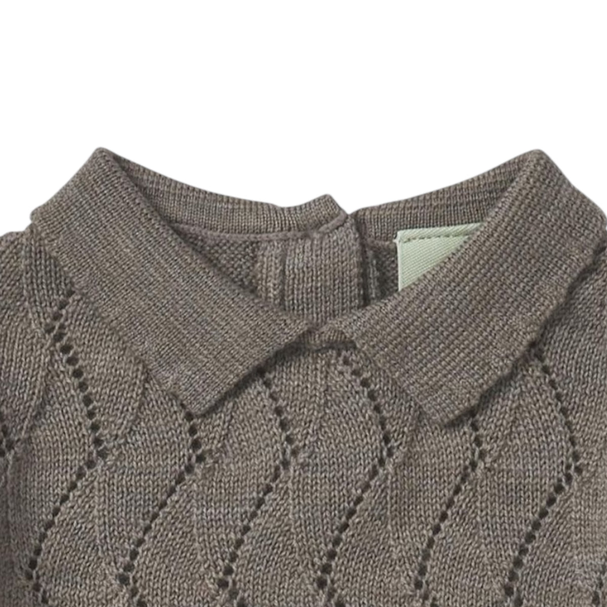Pointelle pullover by Fub made from 100% merino wool, sizes 62-92, color: hazel melange