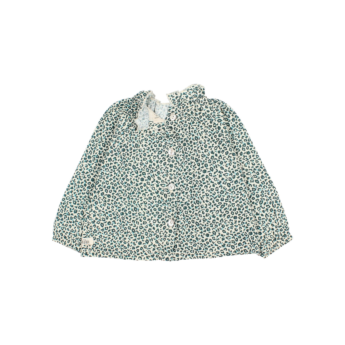 Animal print blouse by Búho, size 6-24 months, color: alpine green