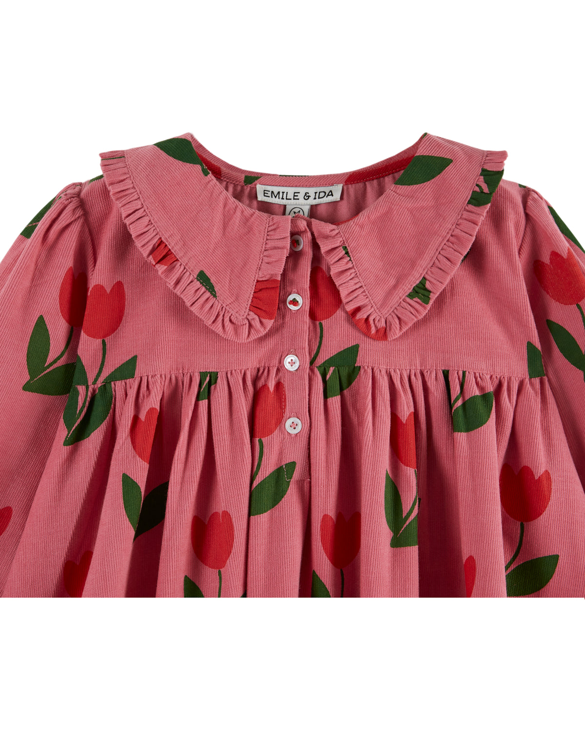 Feinkordkleid mit Tulpen von Emile et Ida, 1-5 Jahre, Farbe: pink