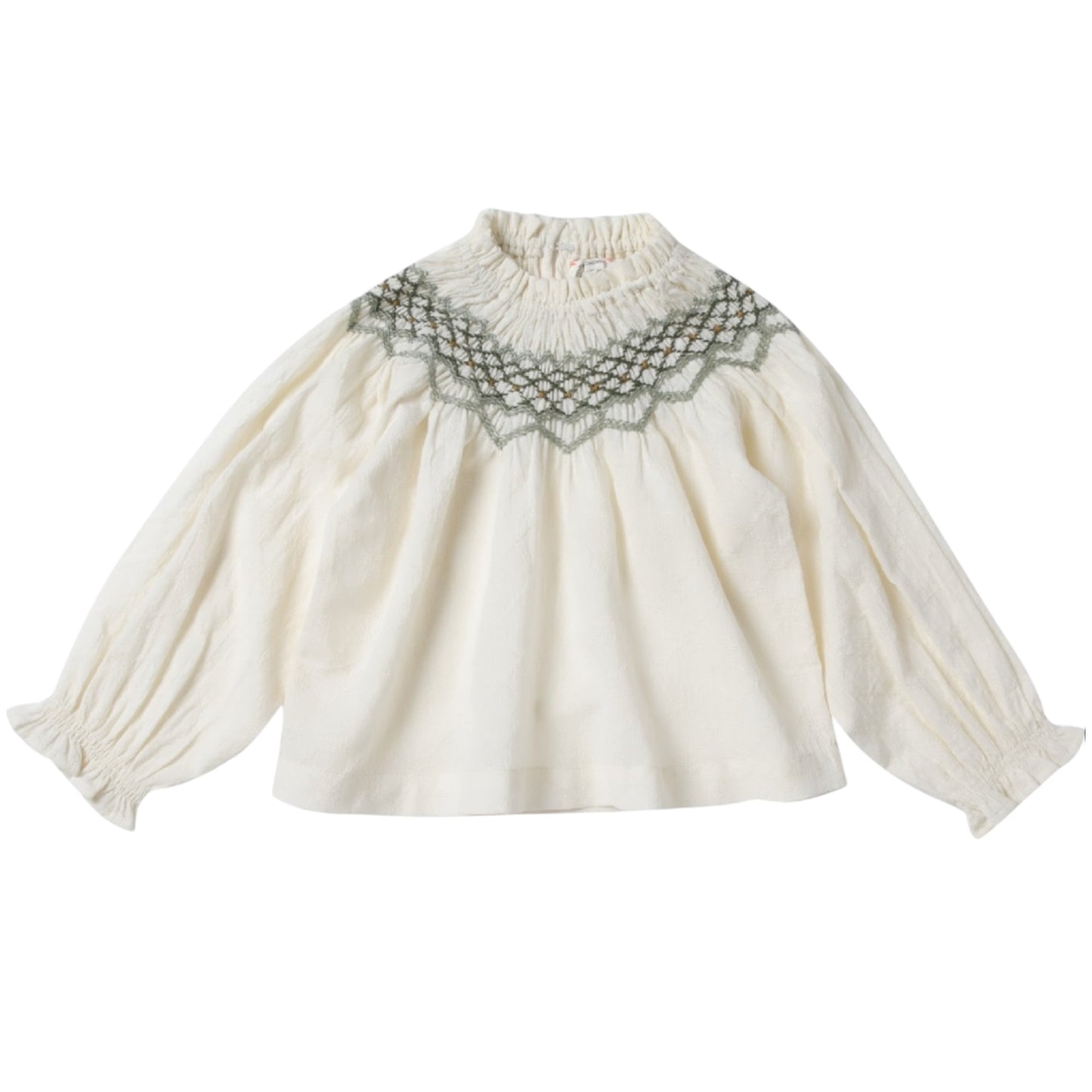 Bluse mit Smok von Bonheur du jour Paris, Gr. 2-10 Jahre, Farbe: ecru