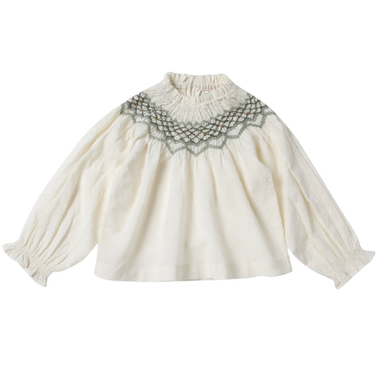 Bluse mit Smok von Bonheur du jour Paris, Gr. 2-10 Jahre, Farbe: ecru
