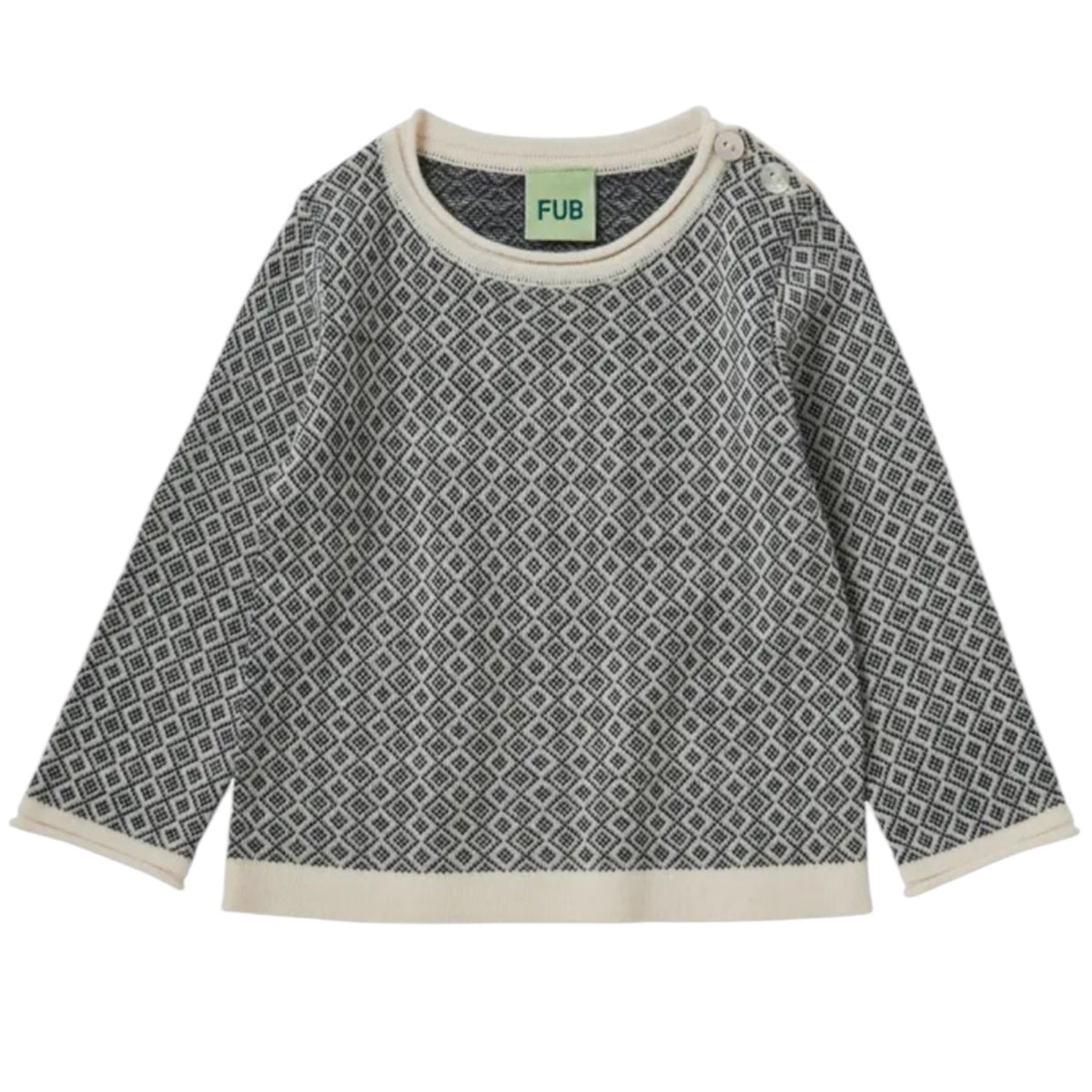 Extra-fine jacquard knit pullover from Fub, made of merino wool, size 62+68, color: dark navy/ecru
