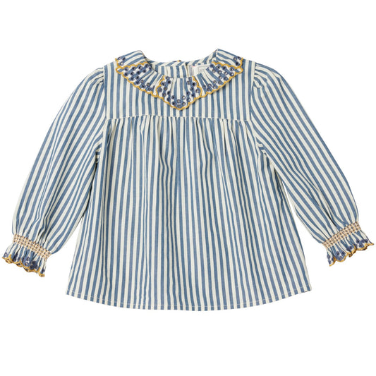 Gestreifte Bluse von Bonheur du jour Paris Gr. 6-24 Monate, Farbe: raye bleu/ blanc