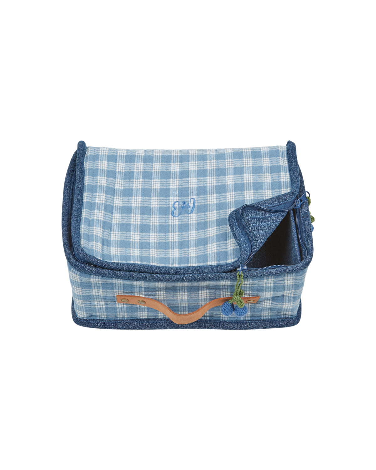 Koffer aus 100 % Baumwolle von Emile et Ida, Farbe: caro blue