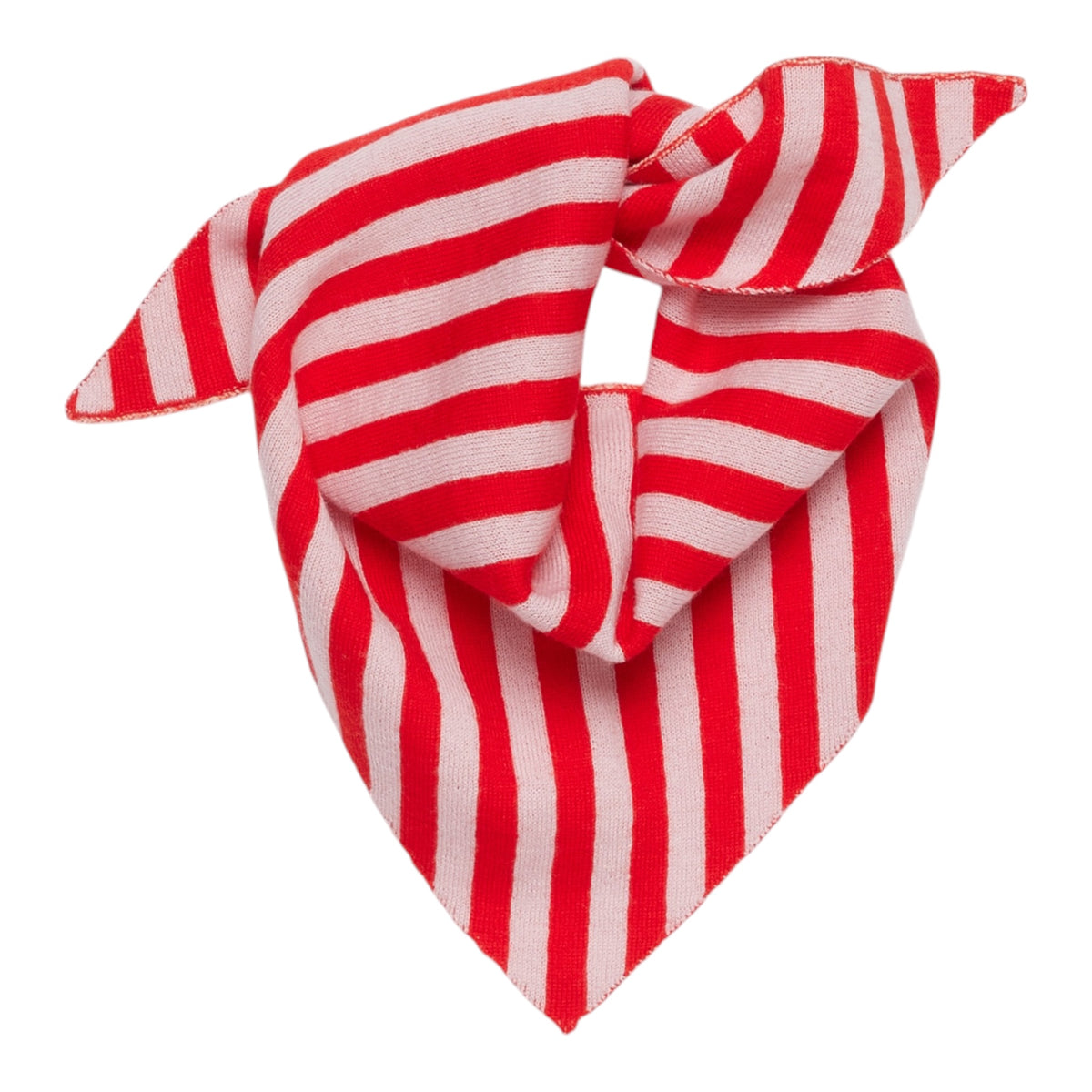 Gestreiftes Bandana von Fub aus Merinowolle, Farbe: classic red/rose quartz