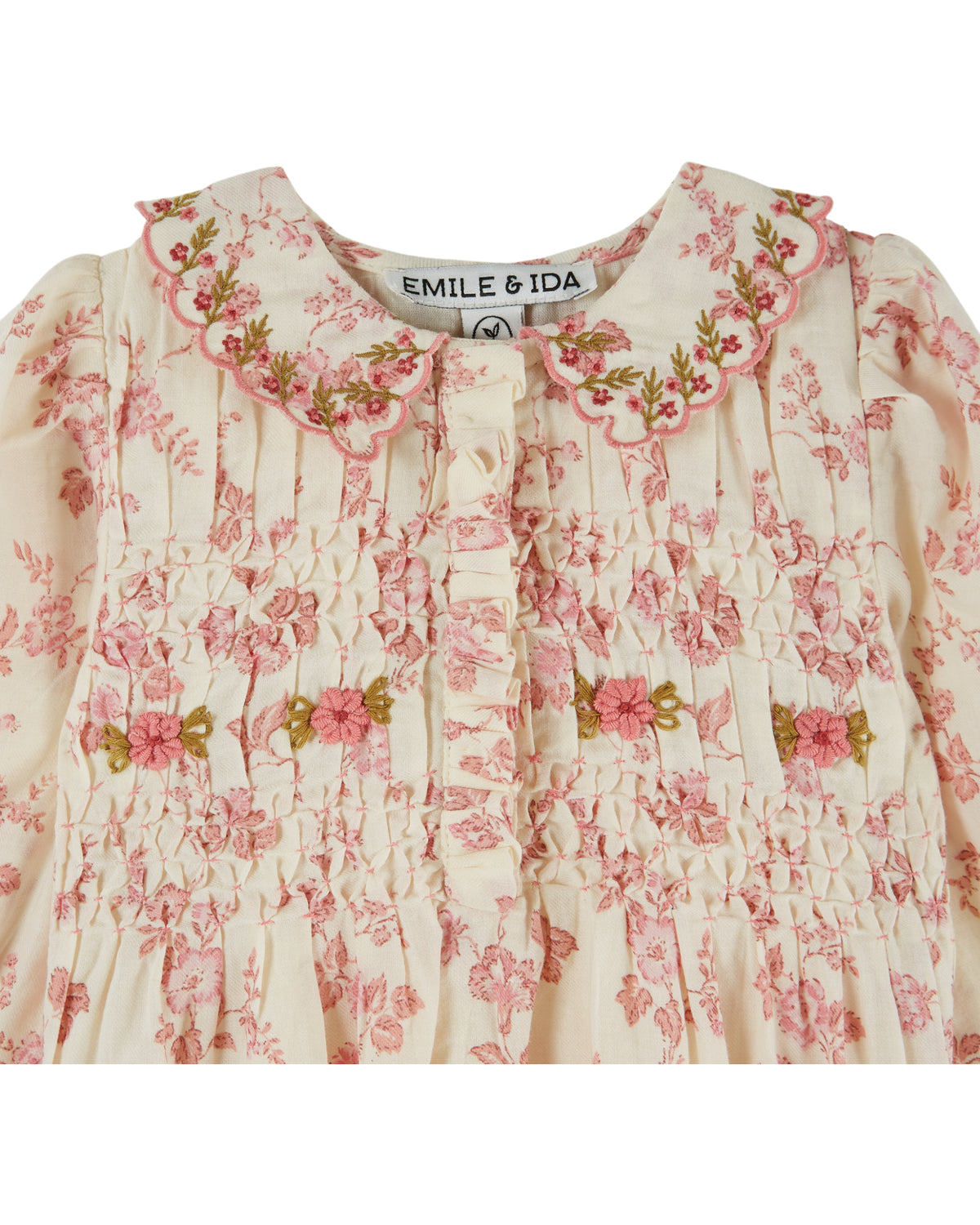 Gesmokter Romper von Emile et Ida, 3-18 Monate, Farbe: rosalie