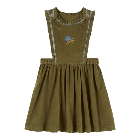 Bestickter Schürzenkleid von Emile et Ida, Farbe: samt pistazie