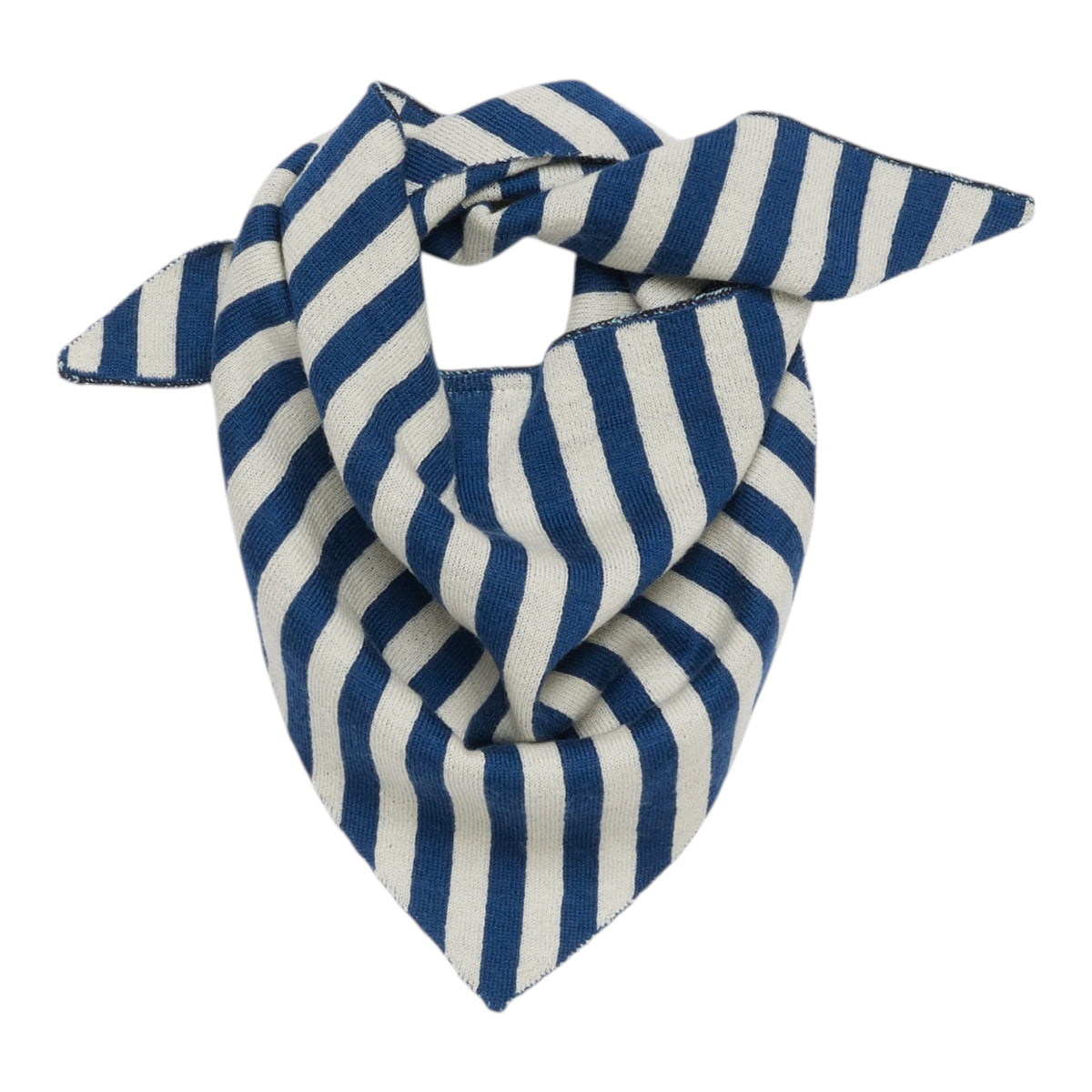 Gestreiftes Bandana von Fub aus Merinowolle, Farbe: deep indigo/ecru