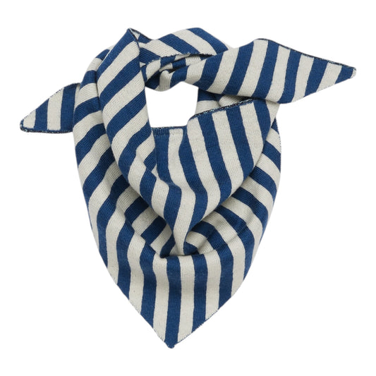 Gestreiftes Bandana von Fub aus Merinowolle, Farbe: deep indigo/ecru