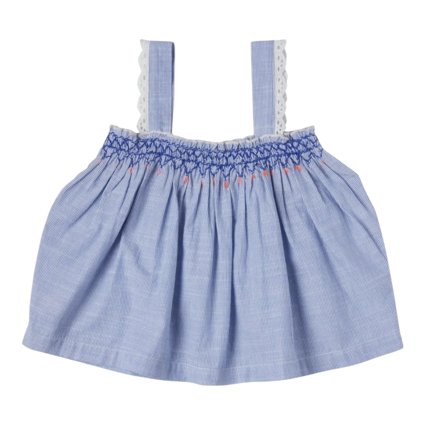 Top de Bonheur du jour Paris, talla 2-10 años, color: azul a rayas