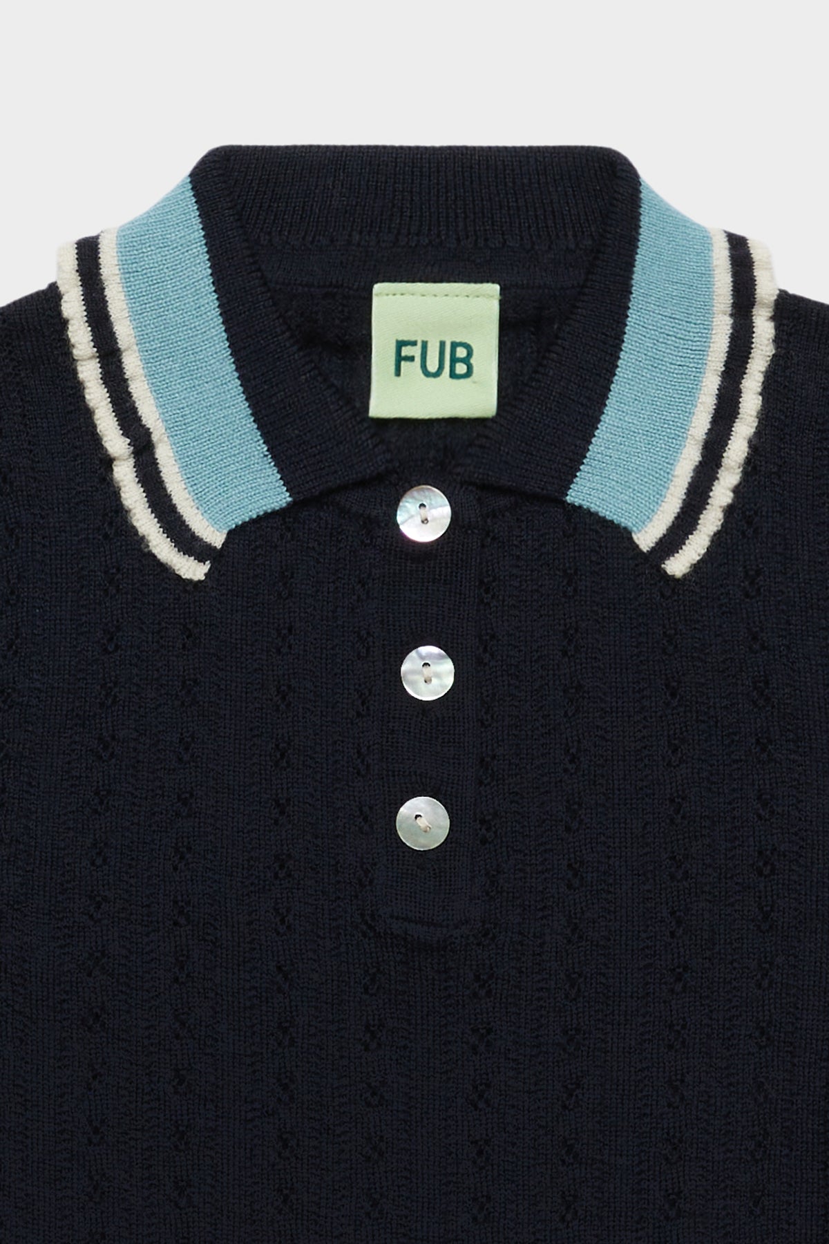 Pointelle Polo aus Merinowolle von Fub, 100-130, Farbe:  dark navy