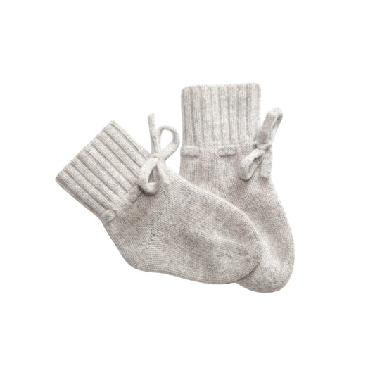 Baby-Söckchen Mimi von Papa Lobster, 0-6 Monate aus 100% Kaschmir, Farbe: light grey melange