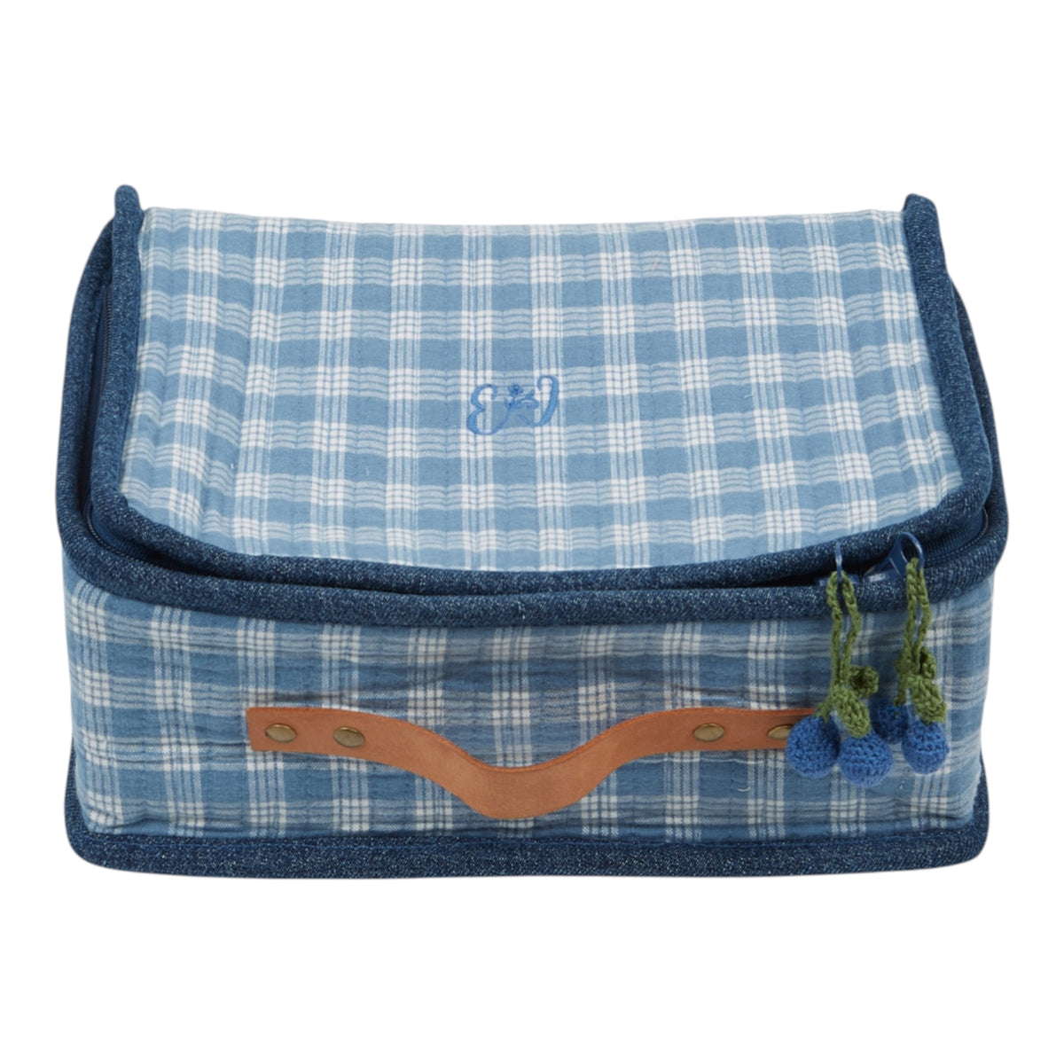 Koffer aus 100 % Baumwolle von Emile et Ida, Farbe: caro blue