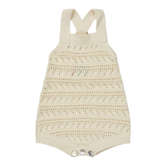 Pointelle Romper von Fub aus 100% Bio-Baumwolle, Gr. 62-92, Farbe: ecru