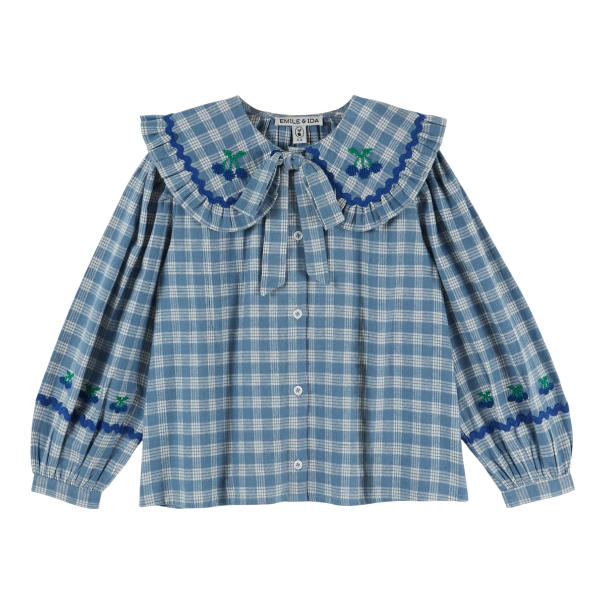 Karierte Bluse von Emile et Ida, 3-6 Jahre, Farbe: blue
