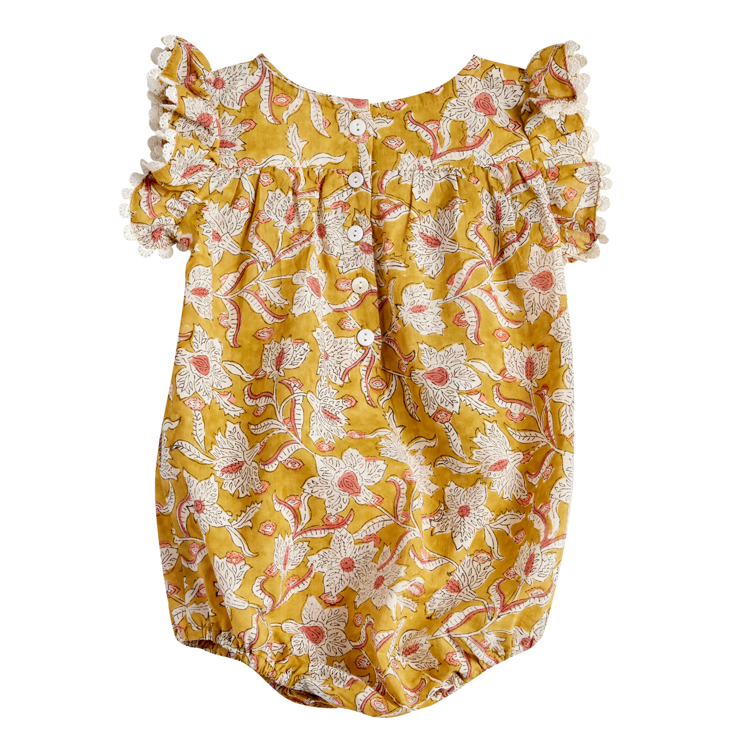 Enterito smock de Bonheur du jour Paris, tallas 3-24 meses, color: cúrcuma