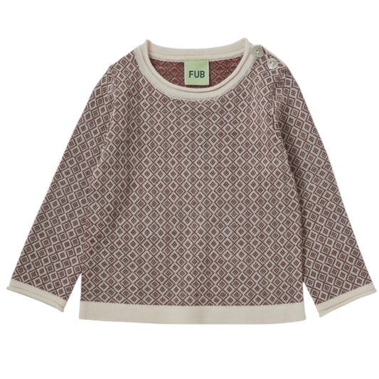 Pullover Jaquard Extrafein gestrickt von Fub aus Merinowolle, Gr. 62-92, Farbe: clay/ ecru