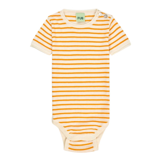 Body gestreift von Fub aus 100% Bio-Baumwolle, Gr. 62-92, Farbe: sunflower/ ecru