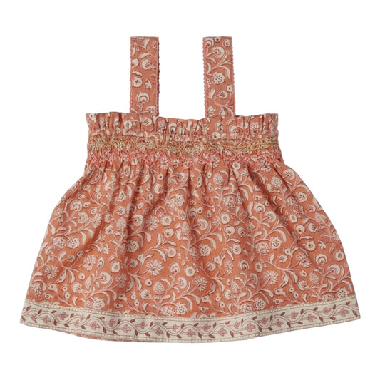 Top mit Blockdruck von Bonheur du jour Paris, Gr. 2-8 Jahre, Farbe: coral/ ecru