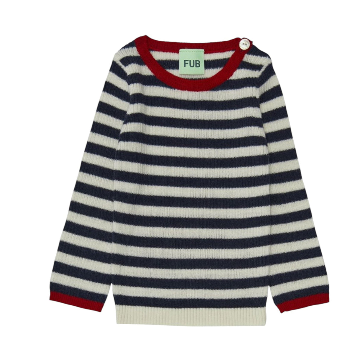 Ribbed merino wool shirt by Fub, sizes 56-92, color: ecru/red/dark navy