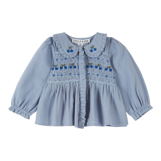 Gesmokte Bluse von Emile et Ida, 6-24 Monate, Farbe: see
