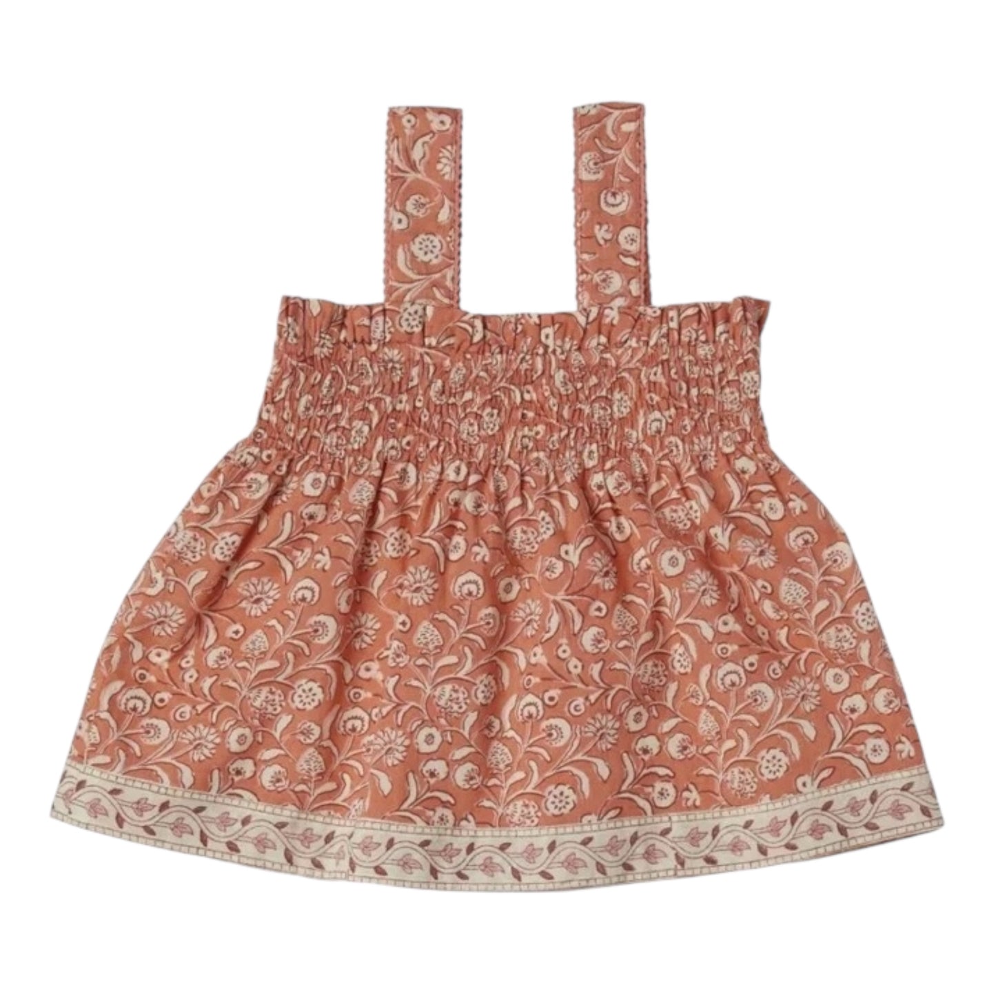 Top mit Blockdruck von Bonheur du jour Paris, Gr. 2-8 Jahre, Farbe: coral/ ecru