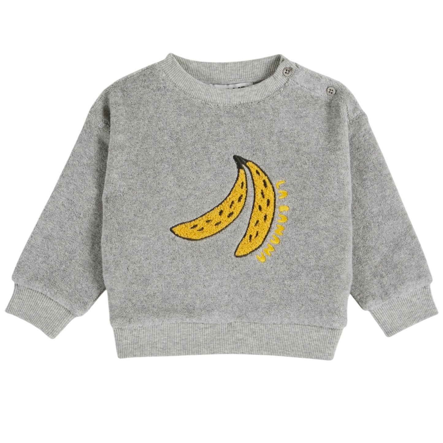 Sudadera Banana de Emile et Ida, talla 12-24 meses, color: gris jaspeado