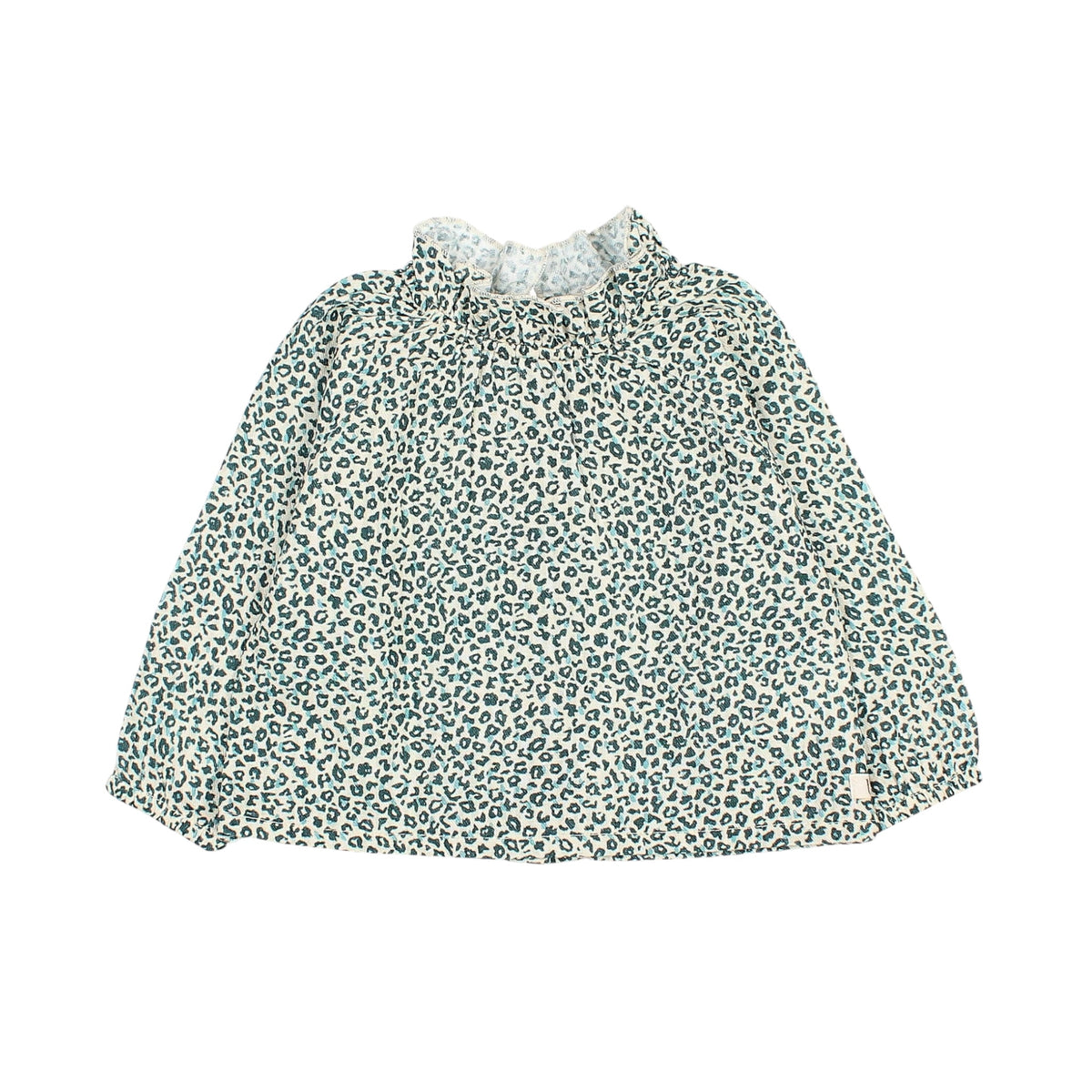 Animal print blouse by Búho, size 6-24 months, color: alpine green