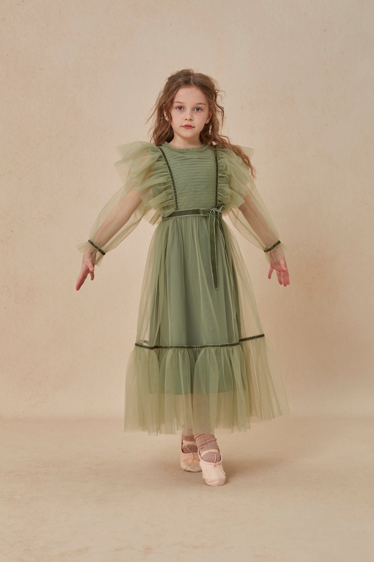 Kleid Emilie von C’era una Volta, 3-8 Jahre, Farbe: olive green